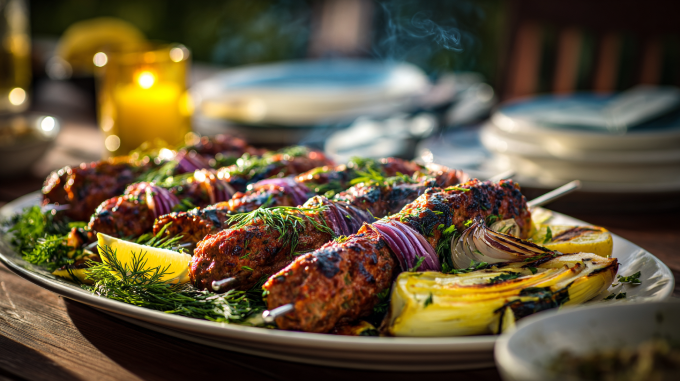 Merguez Souvlaki met Geroosterde Venkel en Courgette