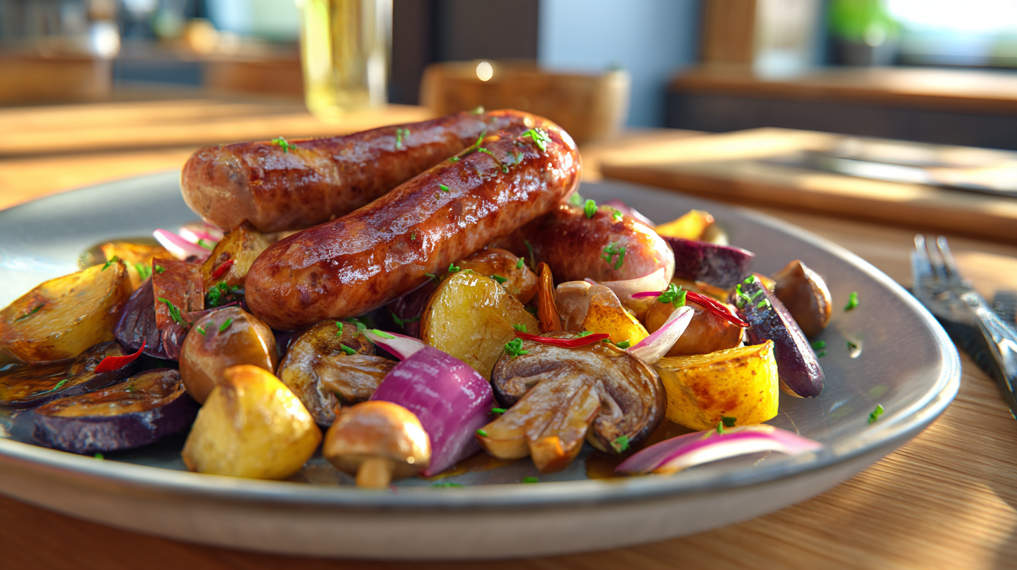 Rundermerguez met kruidige krieltjes & geroosterde aubergine