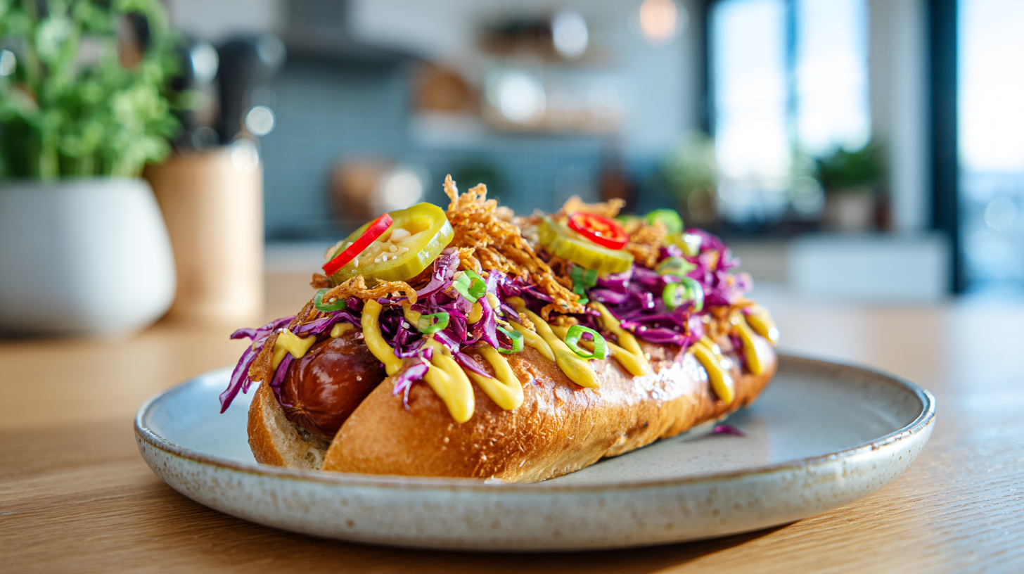 Loaded Kalfsknak Hotdog met rodekool