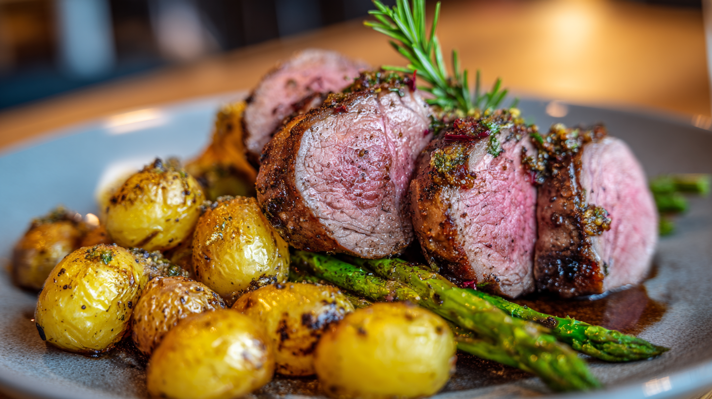 Lamsfilet met rozemarijn, krieltjes & groene asperges