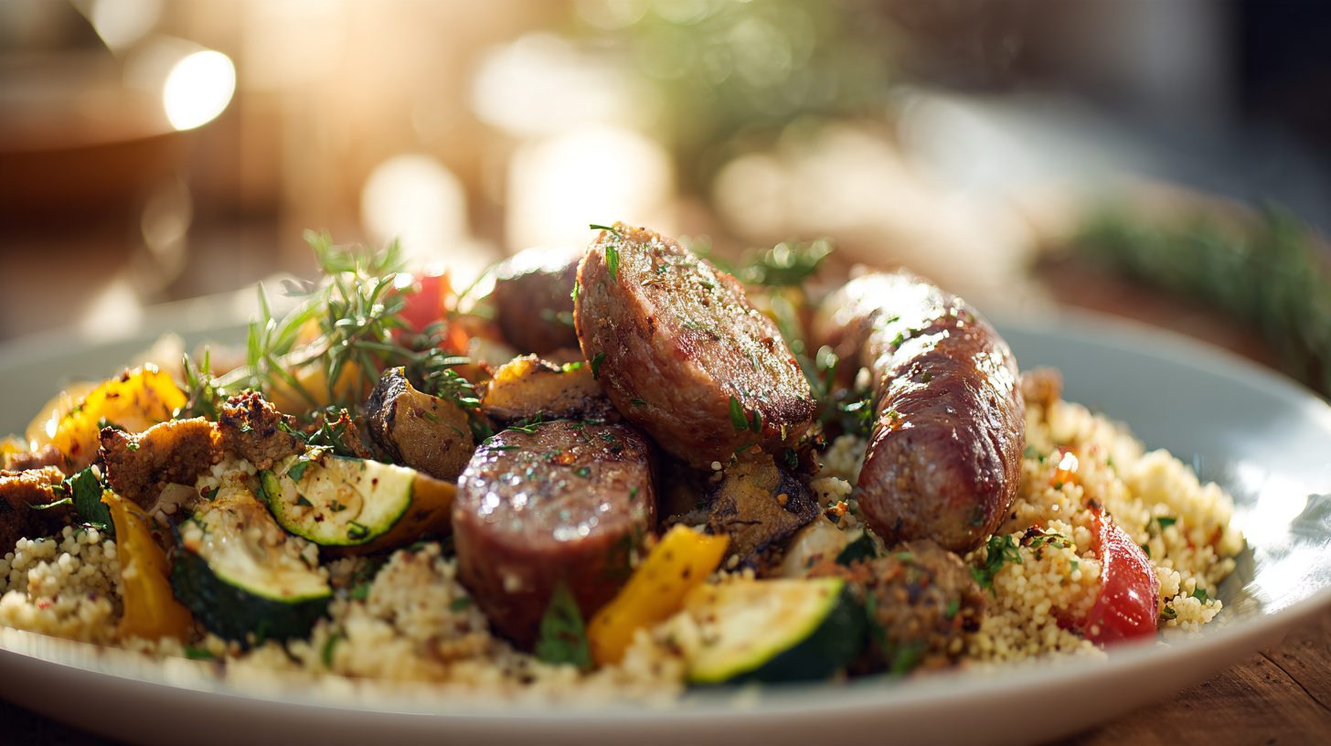 Mediterrane couscous met rundersaucijs