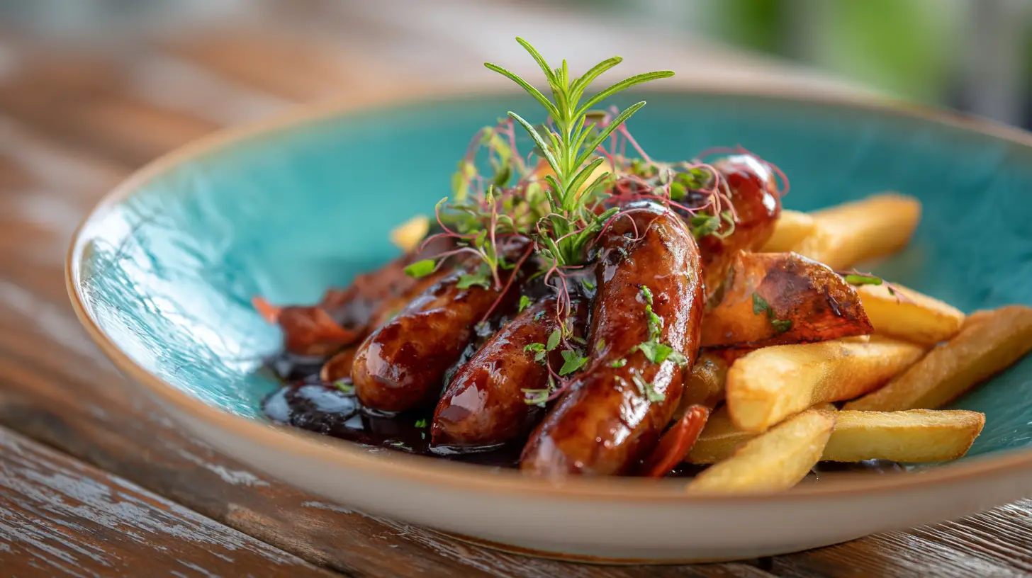 Italiaanse kalfssaucijs met portobello en verse friet