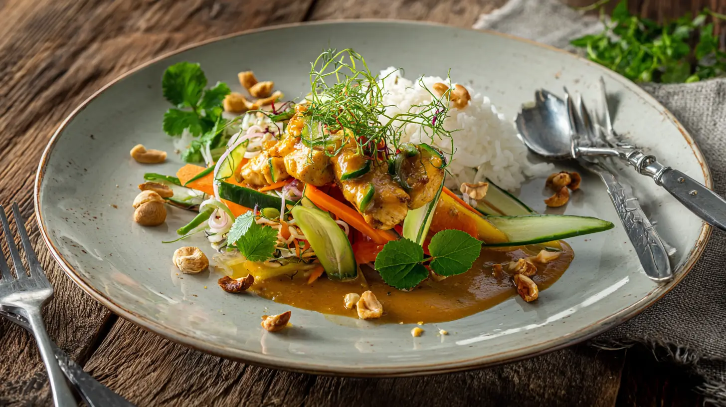 Indonesische Kipsaté met Gado Gado en Rijst